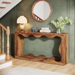Tribesigns 63 Inches Farmhouse Console Table With Storage