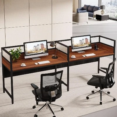 Tribesigns 94.48" Two-Person Office Desk With Privacy Panel, Long Computer Office Double Desk 1 Tribesigns 94.48" Two-Person Office Desk With Privacy Panel, Long Computer Office Double Desk