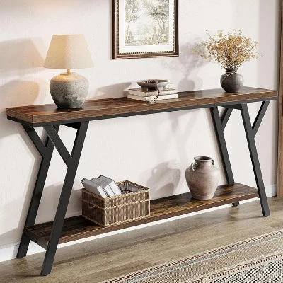 Tribesigns 70.9-Inch Narrow Long Entryway Console Table, 2-Tier Industrial Sofa Table Behind Couch For Hallway, Living Room, Foyer 3 Tribesigns 70.9-Inch Narrow Long Entryway Console Table, 2-Tier Industrial Sofa Table Behind Couch For Hallway, Living Room, Foyer - Image 3