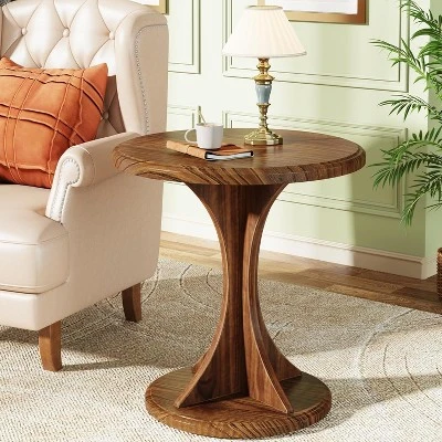 Tribesigns Wood Small Round End Side Table For Living Room 3 Tribesigns Wood Small Round End Side Table For Living Room - Image 3