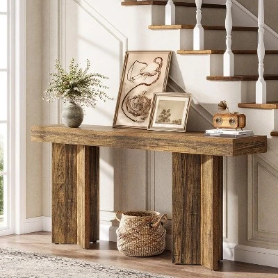 Tribesigns 63" Farmhouse Console Table, Wooden Rectangular Sofa Table Behind The Couch 6 Tribesigns 63" Farmhouse Console Table, Wooden Rectangular Sofa Table Behind The Couch - Image 6