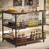 Tribesigns L-Shaped Home Bar Unit, 3-Tier Liquor Table With Storage Shelf