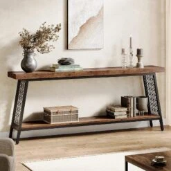 Tribesigns 70.9" Extra Long Console Table, 2-Tier Sofa Table With Storage, Industrial Entryway Table Behind Couch -Tribesigns Sales Store GUEST f67fed57 110e 49b7 ae7b 9e681607f810