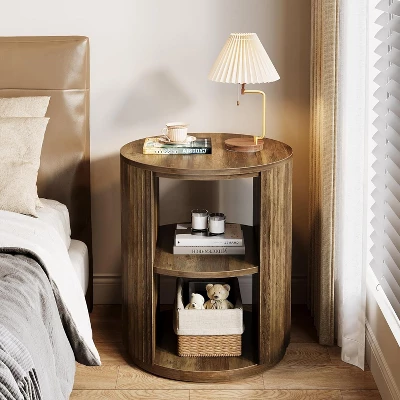 Tribesigns 3-Tier Round End Table, Side Table With Storage Shelf For Living Room, Bedroom 6 Tribesigns 3-Tier Round End Table, Side Table With Storage Shelf For Living Room, Bedroom - Image 6