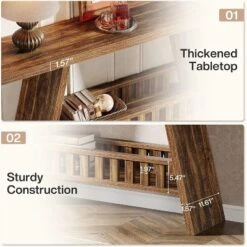 Tribesigns 63-Inch Long Entryway Console Table, Farmhouse 2-Tier Narrow Sofa Table Behind The Couch For Living Room, Hallway, Rustic Brown -Tribesigns Sales Store GUEST fc230267 3f76 4957 90f7 4b047b9f734d