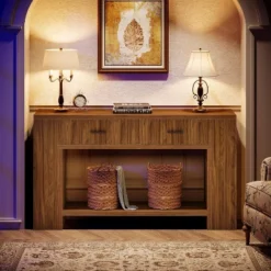 Tribesigns 59" Console Table, 2-Drawer Farmhouse Entryway Table With Storage Shelf, Sofa Table Behind Couch For Hallway, Living Room, Foyer -Tribesigns Sales Store GUEST fc53ec94 ee49 44a4 890f eeb72163ac1f