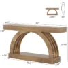 Tribesigns 63-Inch Entryway Table, 2-Tier Sofa Table Behind The Couch, Farmhouse Narrow Unique Arched Console For Hallway, Living Room, Foyer,Natural