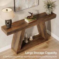 Tribesigns 55.12-Inch Farmhouse Console Table With Storage, Industrial Wooden Sofa Table -Tribesigns Sales Store GUEST fd8f9fff 3793 41bc 8af1 a34dfd71720e