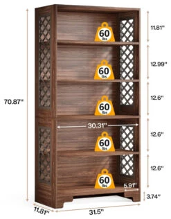 Tribesigns 6-Tier Bookcase, 70.8" Vintage Tall Bookcase, 5-Shelf Display Rack -Tribesigns Sales Store af9df311 20bb 4aa9 b6e7 8b2e50a15e1f