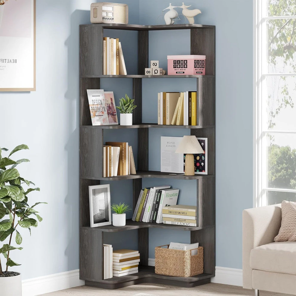 Tribesigns Corner Bookcase, L-Shaped Bookshelf, Book Shelf, Display Shelves 2 Tribesigns Corner Bookcase, L-Shaped Bookshelf, Book Shelf, Display Shelves - Image 2