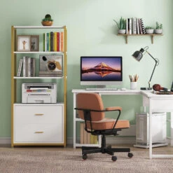 Tribesigns 4-Tier 2 Drawers Bookshelf, Etagere Standard Display Shelf, White -Tribesigns Sales Store b4768b52 c282 4173 82ff 635fa59994f5