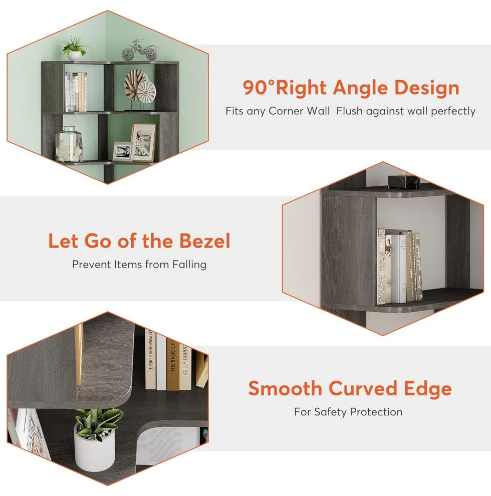 Tribesigns Corner Bookcase, L-Shaped Bookshelf, Book Shelf, Display Shelves 7 Tribesigns Corner Bookcase, L-Shaped Bookshelf, Book Shelf, Display Shelves - Image 7
