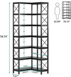 Tribesigns 7-Tier Corner Bookshelf Corner Bookcase Storage Display Rack, Black -Tribesigns Sales Store b8773047 5a56 47c3 ad6d 4c528bffc20b