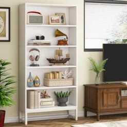 Tribesigns Bluebell 5 Tier Bookcase, 70.8" Bookshelf For Living Room Bedroom, White -Tribesigns Sales Store bc5c1256 624d 41f5 ae96 9e1845080087
