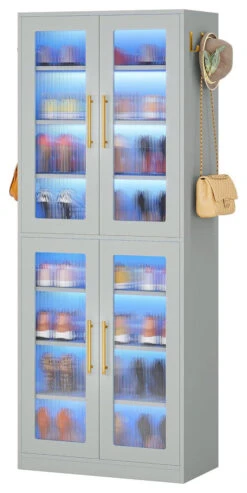 Tribesigns Bookcase, 67-inch Tall Gray Bookshelf, Freestanding Storage Cabinet