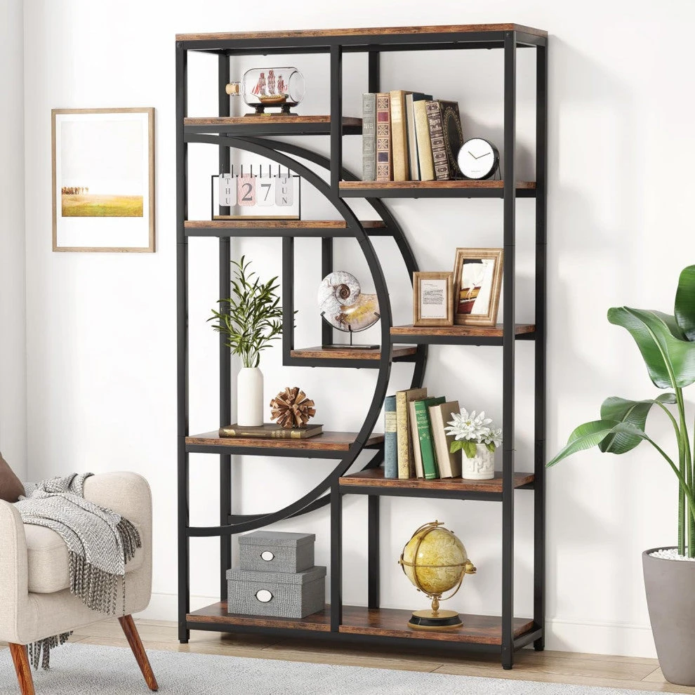 Tribesigns 5-Tier Freestanding Tall Bookshelf With 9 Open Storage Shelves,Brown 3 Tribesigns 5-Tier Freestanding Tall Bookshelf With 9 Open Storage Shelves,Brown - Image 3