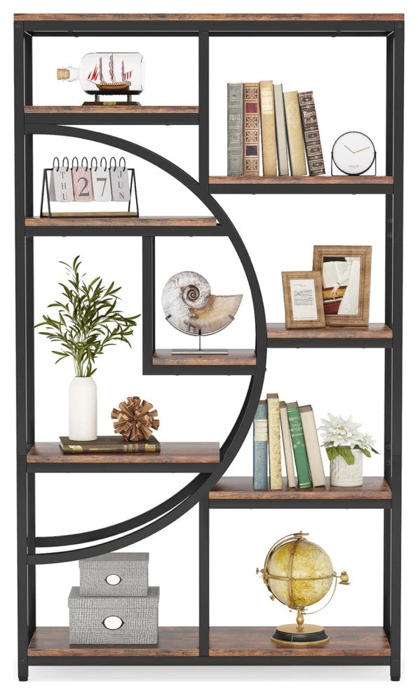 Tribesigns 5-Tier Freestanding Tall Bookshelf With 9 Open Storage Shelves,Brown 1 Tribesigns 5-Tier Freestanding Tall Bookshelf With 9 Open Storage Shelves,Brown