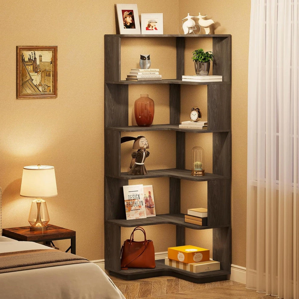 Tribesigns Corner Bookcase, L-Shaped Bookshelf, Book Shelf, Display Shelves 4 Tribesigns Corner Bookcase, L-Shaped Bookshelf, Book Shelf, Display Shelves - Image 4