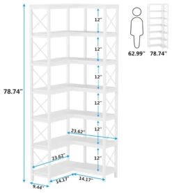 Tribesigns 7-Shelf Corner Bookshelf, 7-Tier Shelf Storage Display Rack White -Tribesigns Sales Store dac59302 e18f 4c4f a758 348dd796ce7b