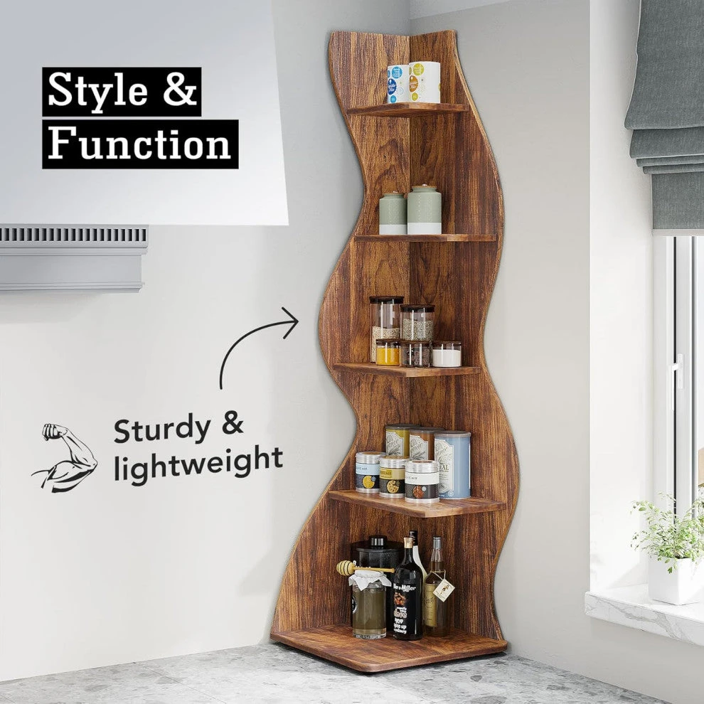 Tribesigns Corner Shelf, Corner Bookshelf, Bookcase Storage Rack Plant Stand 6 Tribesigns Corner Shelf, Corner Bookshelf, Bookcase Storage Rack Plant Stand - Image 6