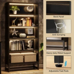 Bookcase And Bookshelf, 5-Tier Display Shelf, Black 12 Bookcase And Bookshelf, 5-Tier Display Shelf, Black -Tribesigns Sales Store e72082be d3b3 46c2 9366 a555c8b81e18