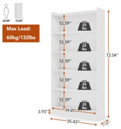 72" Tall Bookcase, 6-Tier White Bookshelf -Tribesigns Sales Store e76bc72c 4cec 4b8f 883b f453a7547e48