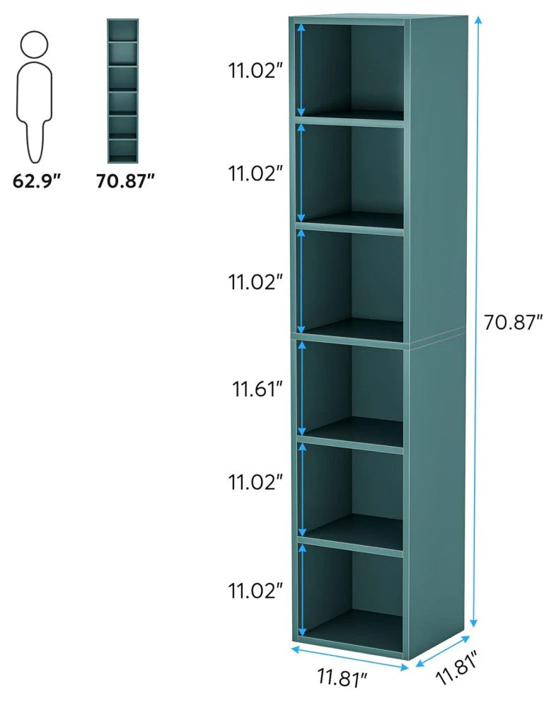 Tribesigns 70.9 Inch Bookcase, Corner Bookcase, 6 Tier Cube Display Shelves, Black 7 Tribesigns 70.9 Inch Bookcase, Corner Bookcase, 6 Tier Cube Display Shelves, Black - Image 7