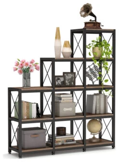 9 Cubes Stepped Etagere Bookcase