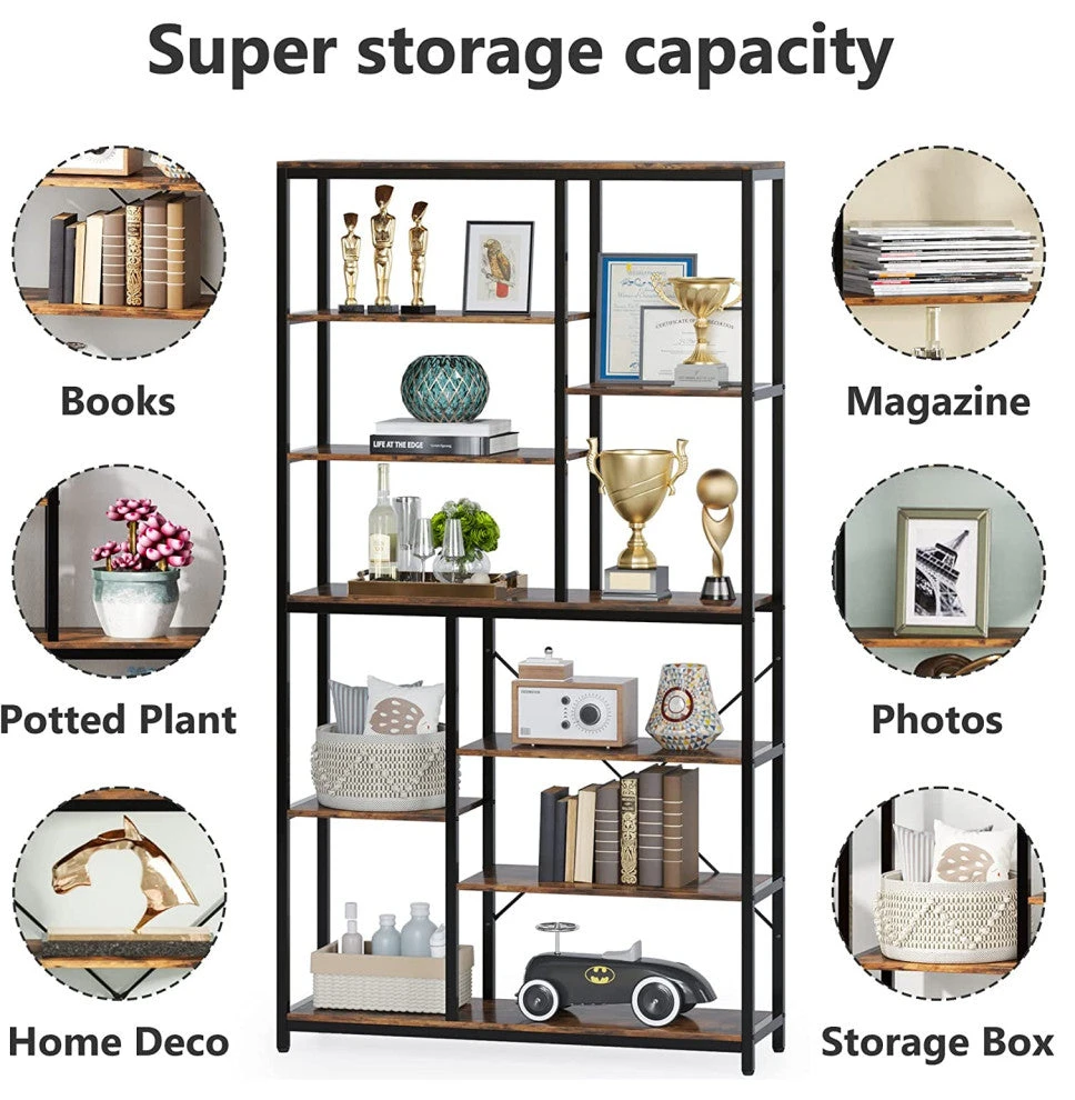 Tribesigns 9-Tier Tall Bookcase With Open Shelves, 79" Industrial Bookshelf 4 Tribesigns 9-Tier Tall Bookcase With Open Shelves, 79" Industrial Bookshelf - Image 4